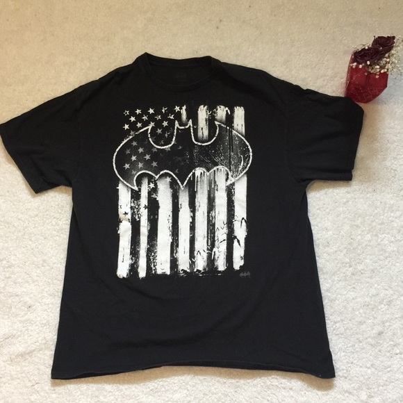 Black Batman American Flag T Shirt Size 